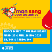 Photo principale de l'article Donnez votre sang le 25 et 26 novembre à l’Espace Ecully